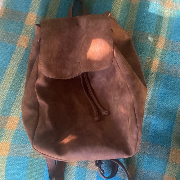 Brown Leather Drawstring Backpack - Picture 3 of 3